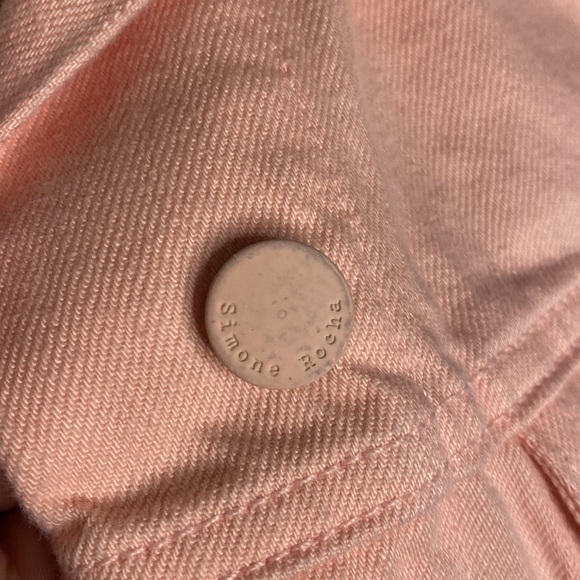 J Brand X Simone Rocha Pink Ruffle Sleeve Button Down Denim Vest Size S/M RARE‎ - Picture 12 of 13